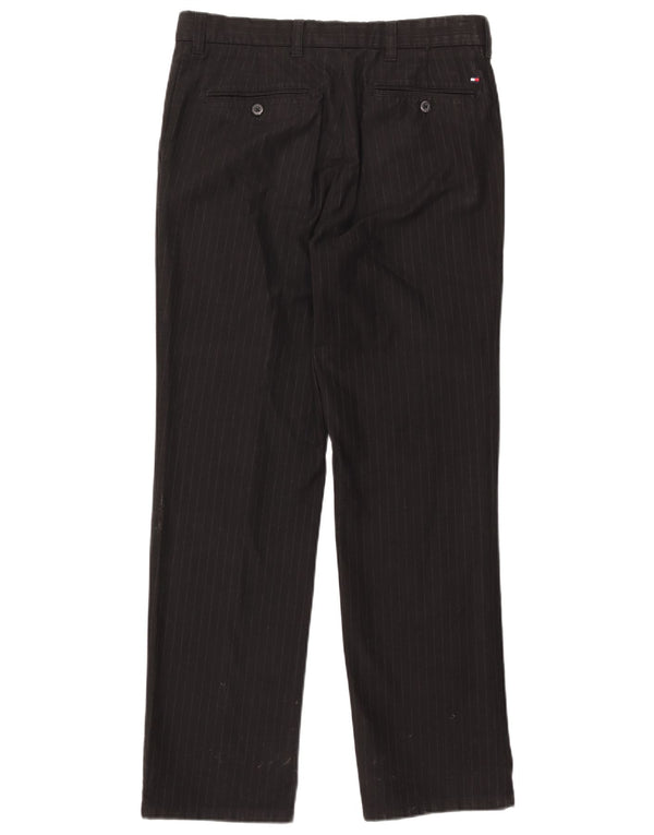 TOMMY HILFIGER Pantaloni da abito dritti da donna W32 L32 cotone a righe nere