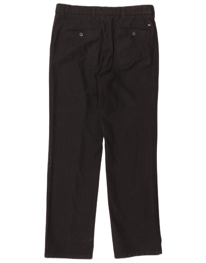 TOMMY HILFIGER Pantaloni da abito dritti da donna W32 L32 cotone a righe nere