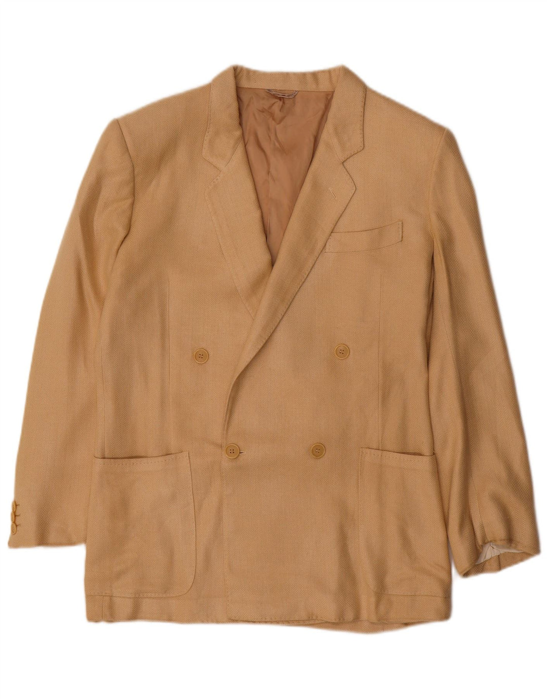 Giacca blazer doppiopetto vintage da uomo IT 50 grande beige