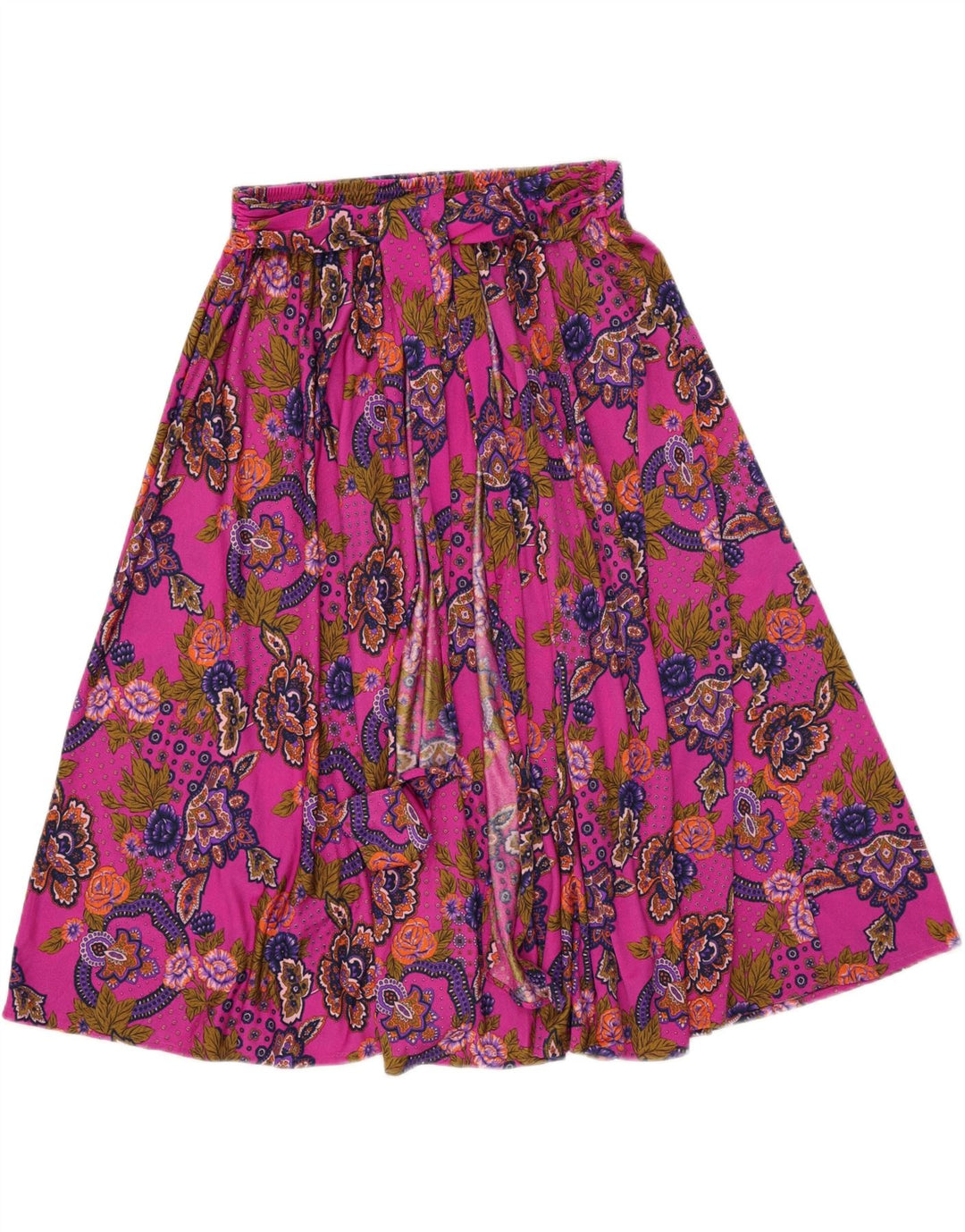 Gonna svasata da donna vintage W34 grande motivo cachemire rosa