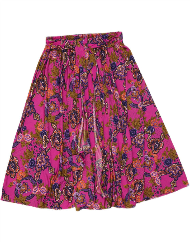 Gonna svasata da donna vintage W34 grande motivo cachemire rosa