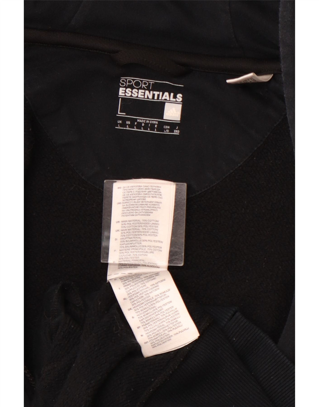 Maglione con cappuccio e zip da uomo ADIDAS grande in cotone nero