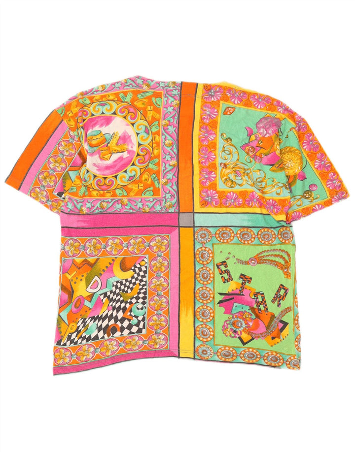 T-shirt grafica da donna Silhouette Top UK 16 Grande patchwork multicolore