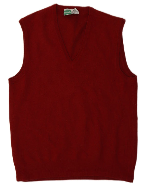 Canotta da uomo Benetton IT 52 Large Maroon Virgin Wool