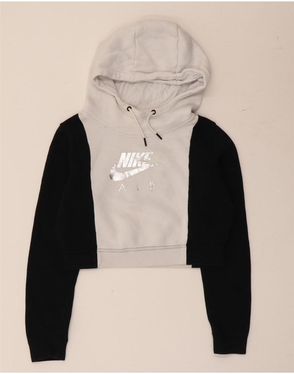 Felpa con cappuccio corta oversize da donna Nike UK 10 Small Grey Colourblock