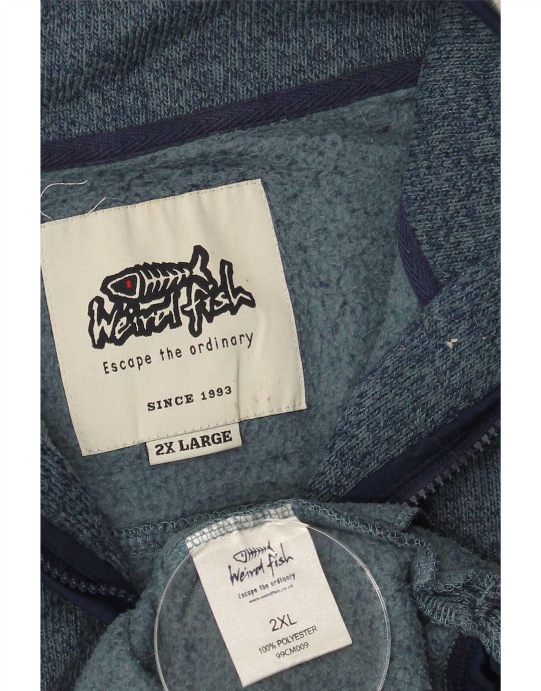 Felpa con collo con zip da uomo Weird Fish 2XL Poliestere chiazzato blu