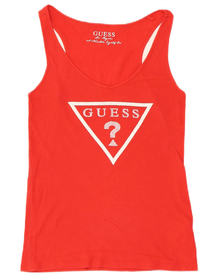 Canotta grafica da donna Guess UK 12 rosso medio in cotone