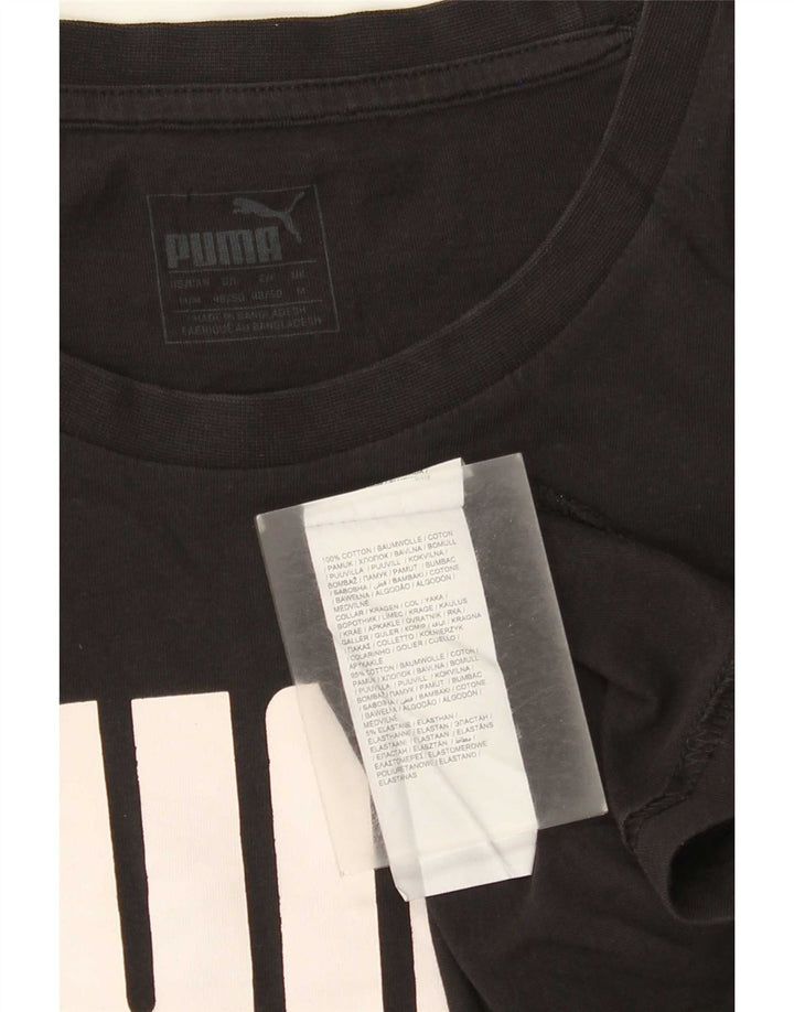 T-shirt grafica da uomo Puma Top in cotone nero medio