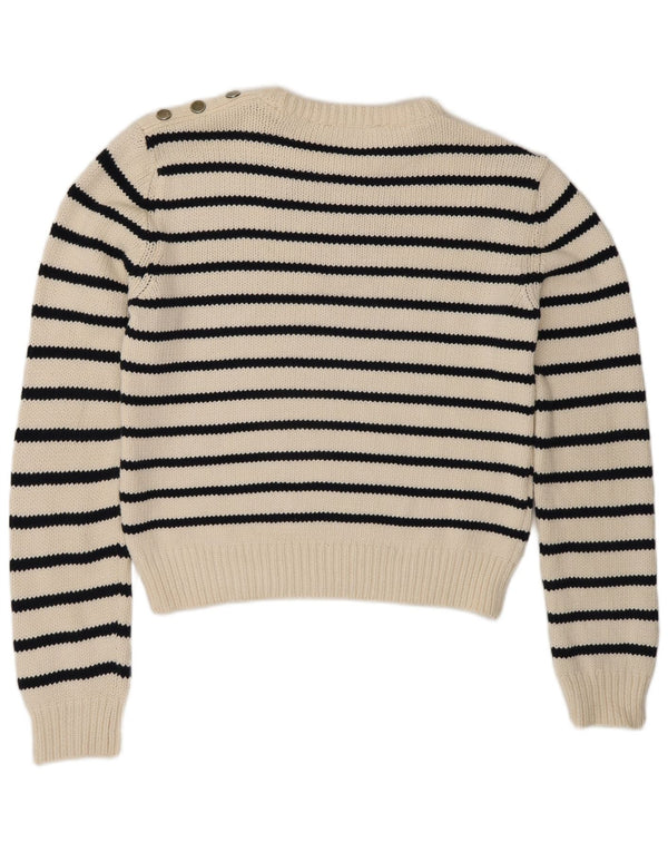 Maglione maglione girocollo da donna Zara UK 10 piccolo a righe blu navy