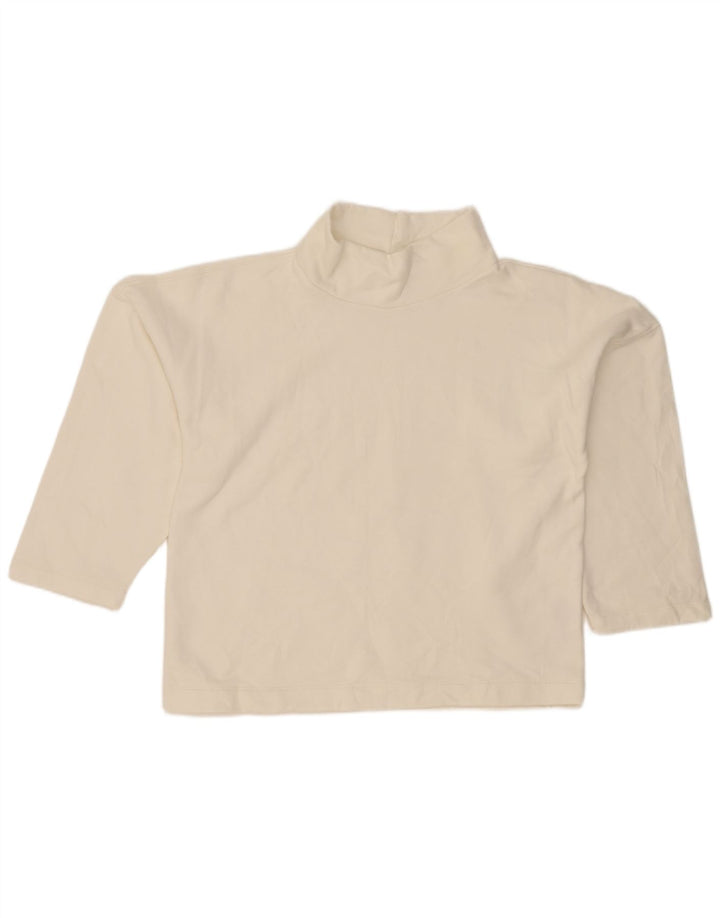Top Zara da donna oversize con maniche a 3/4 UK 10 Small in cotone bianco sporco