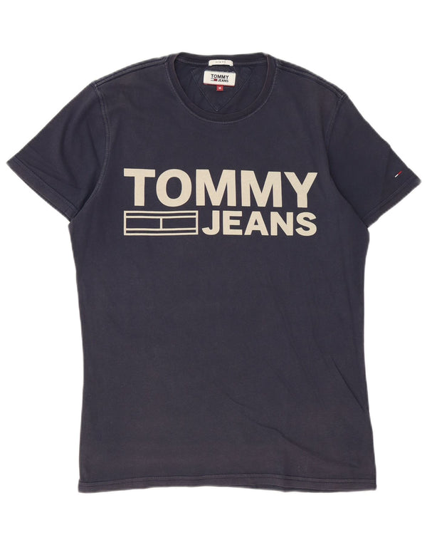 T-shirt grafica da uomo slim fit Tommy Hilfiger Top in cotone blu navy medio