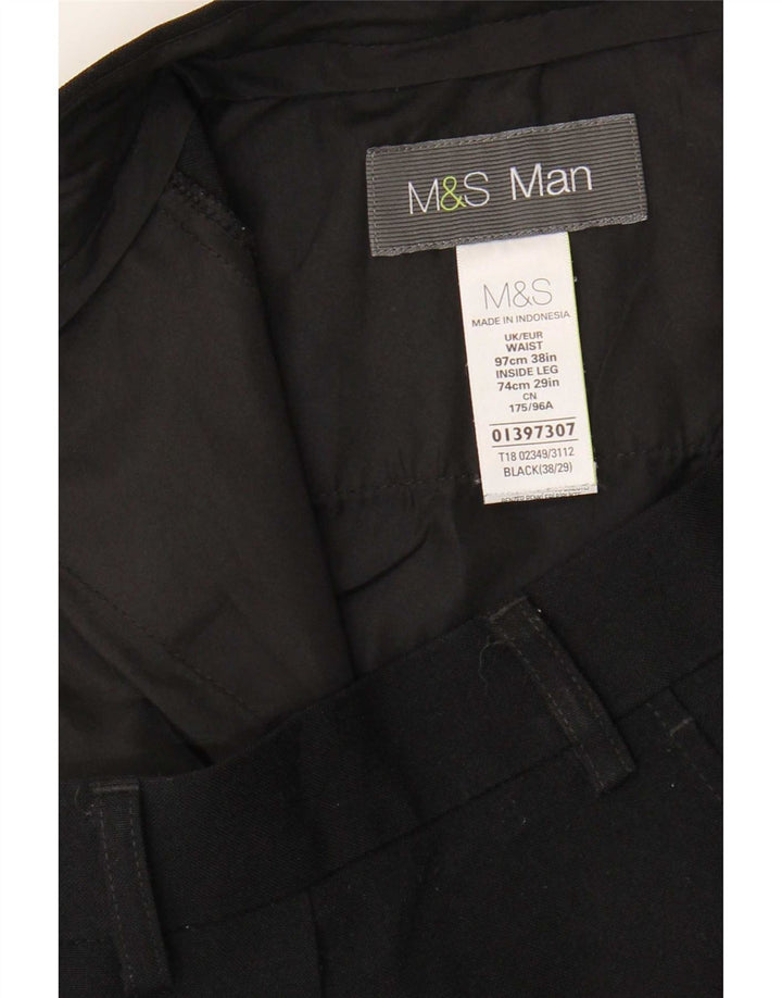 Pantaloni chino dritti da uomo Marks & Spencer W38 L29 poliestere nero