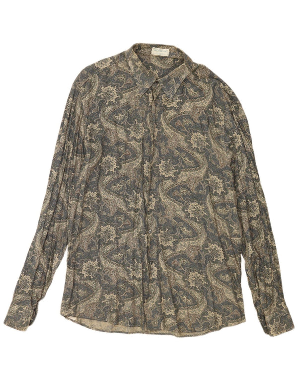 Camicia vintage da uomo taglia 43 17 XL viscosa Paisley verde