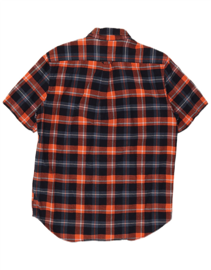 Camicia Timberland da uomo a maniche corte con vestibilità regolare, motivo a quadri blu navy medio