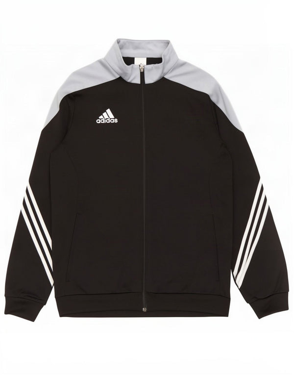 Giacca da ginnastica da uomo Adidas, giacca grande, in poliestere color block nero