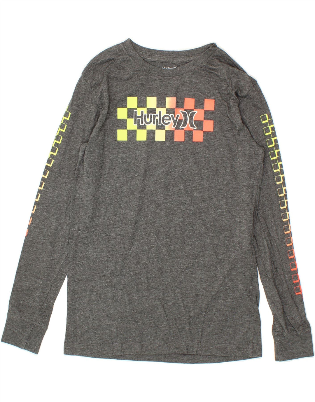 HURLEY Boys Graphic Top Long Sleeve 12-13 Years Large Grey Polyester Vintage Hurley and Second-Hand Hurley from Messina Hembry 