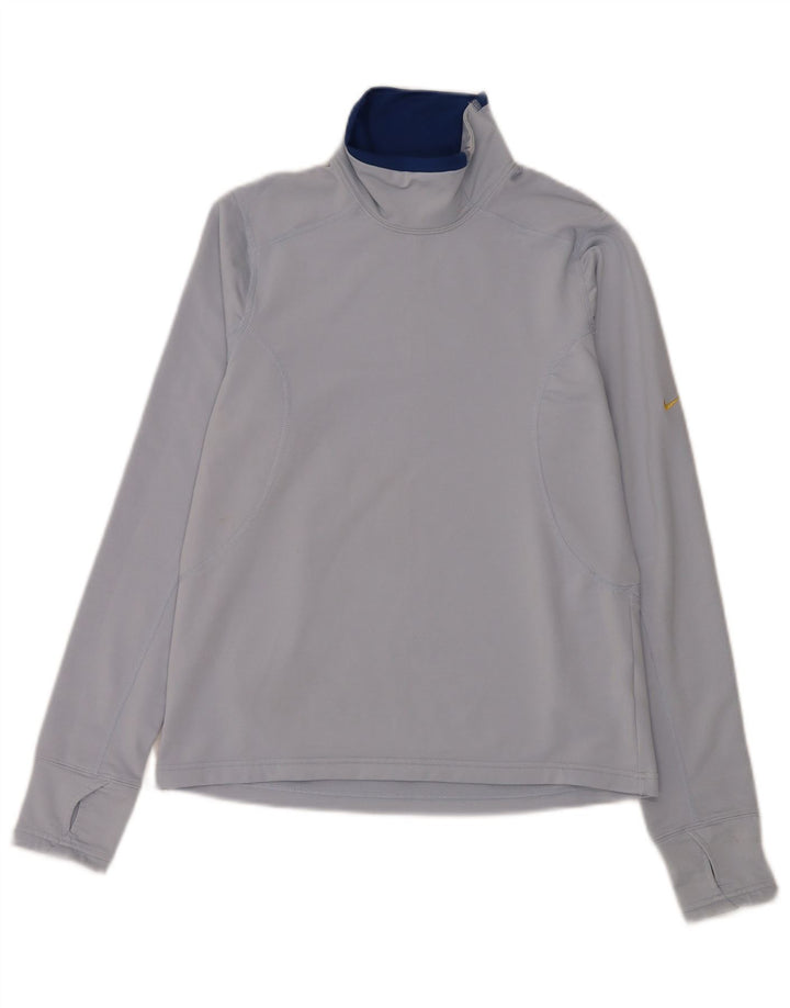 Nike Donna Dri Fit Regular Top Manica Lunga US 8/10 Blu Medio Sport
