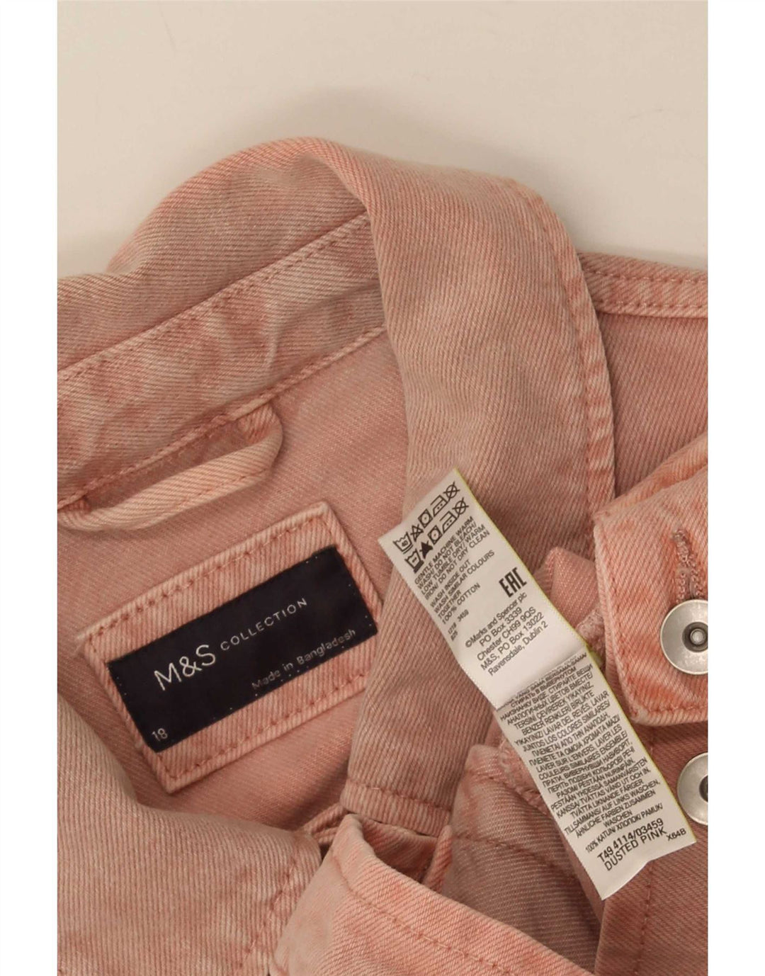 Giacca in denim da donna Marks & Spencer UK 18 XL cotone rosa