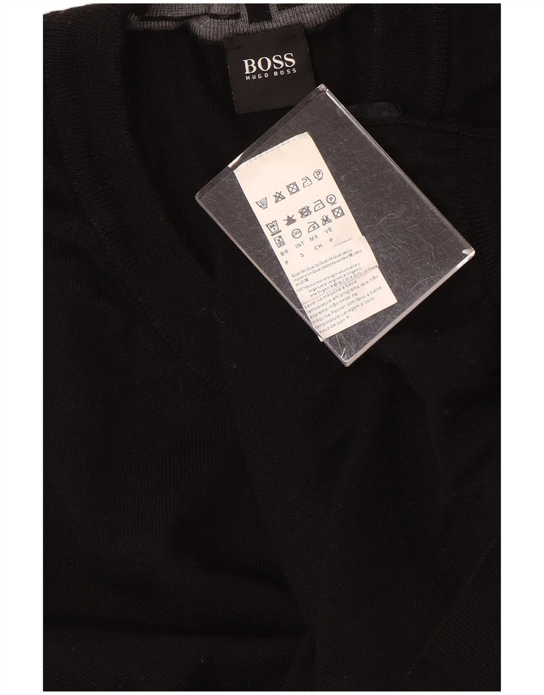 Hugo Boss Maglione da uomo con scollo a V piccolo in lana nera