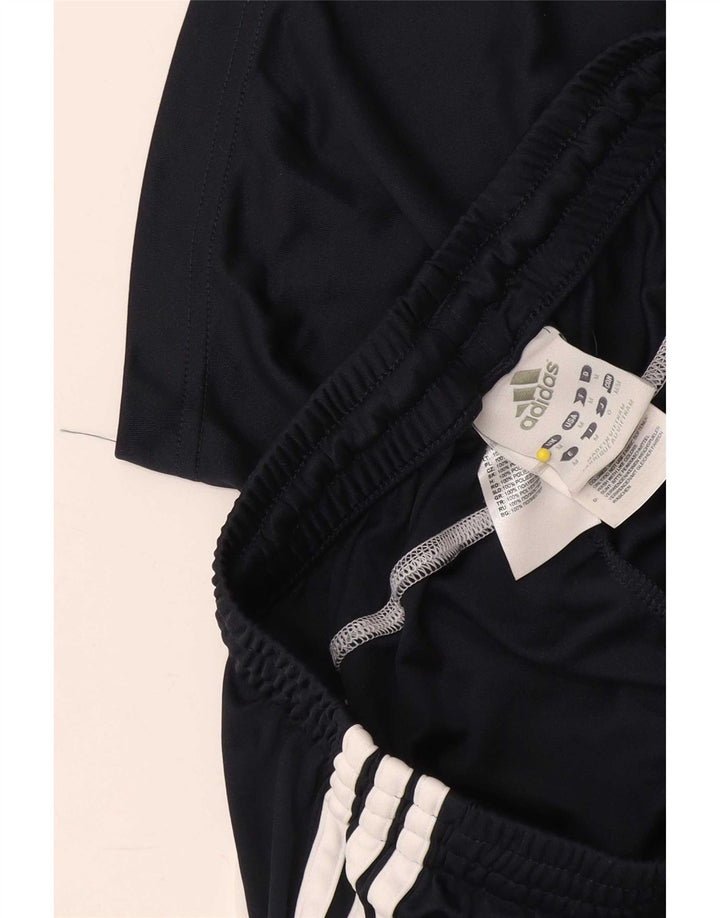 Pantaloncini sportivi Adidas da donna medi in poliestere color block blu navy