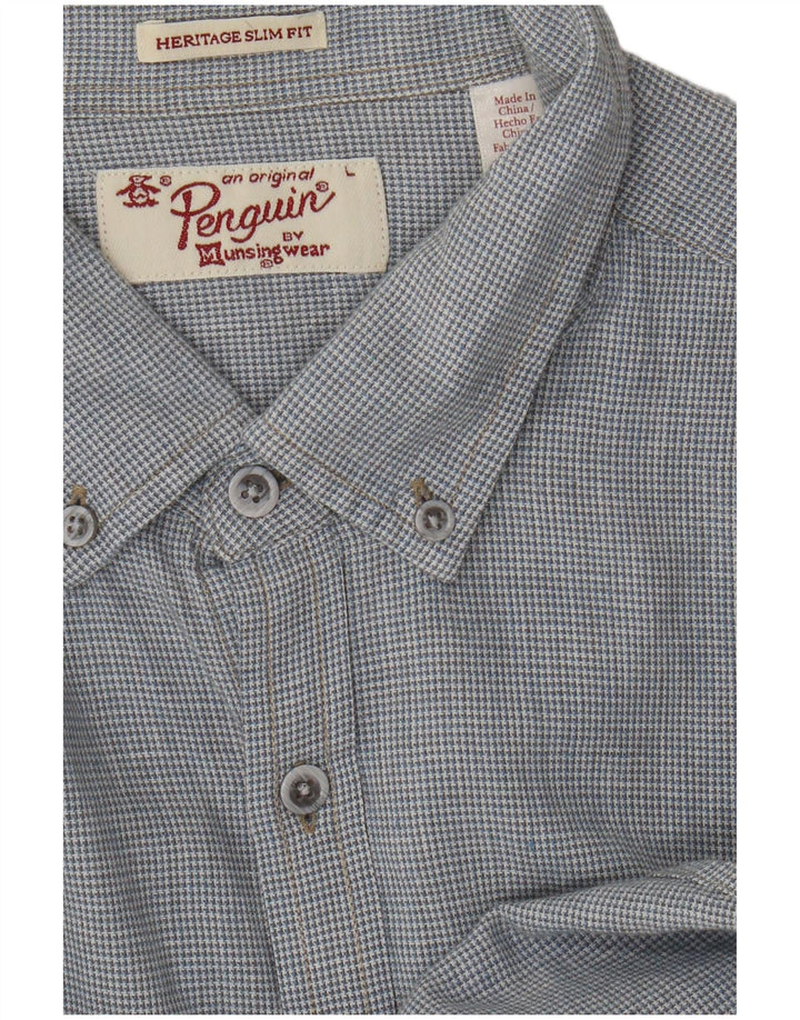Penguin Heritage Camicia da uomo a maniche corte slim fit grande blu