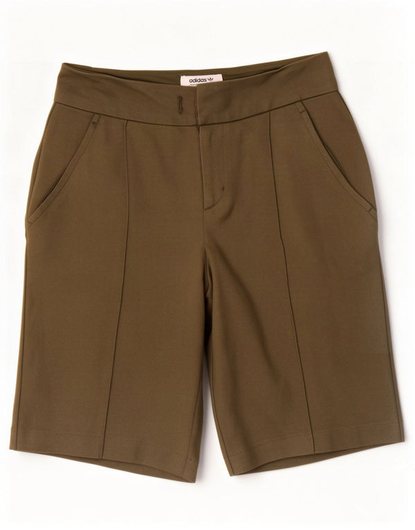 Pantaloncini Bermuda grafici a vita alta da donna Adidas US 2 2XS W26 cotone verde
