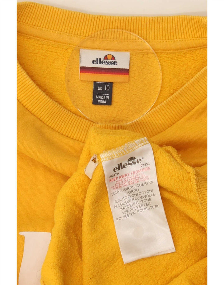 Felpa oversize con grafica da donna Ellesse, maglione UK 10 piccolo giallo