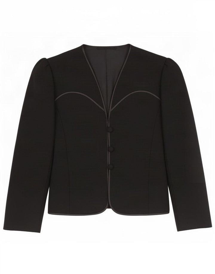 Giacca blazer vintage da donna a 4 bottoni UK 12 media nera