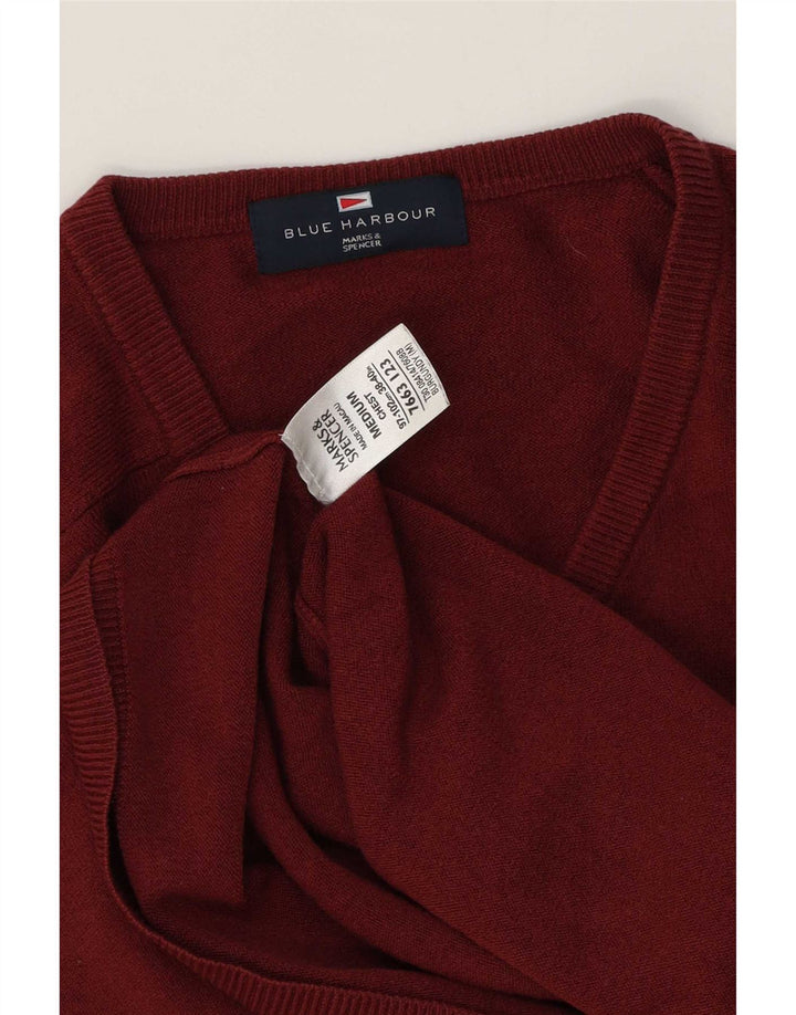 Maglione da uomo con scollo a V blu Harbour Marks & Spencer bordeaux medio