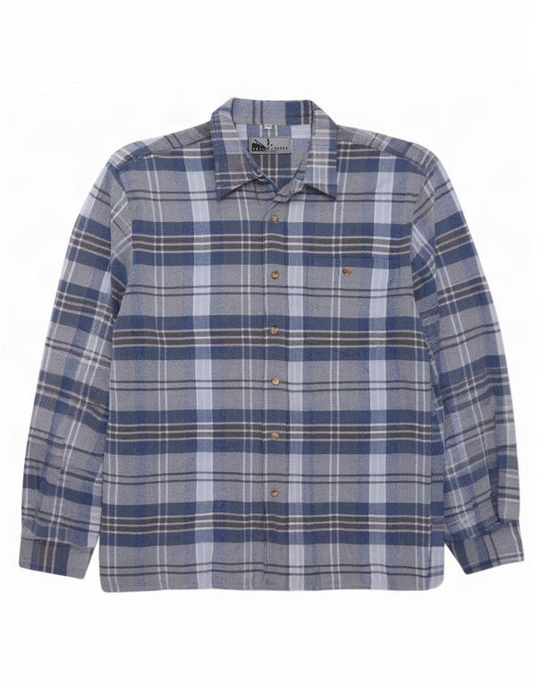 Camicia Fellini da uomo in flanella 2XL in cotone a quadri blu