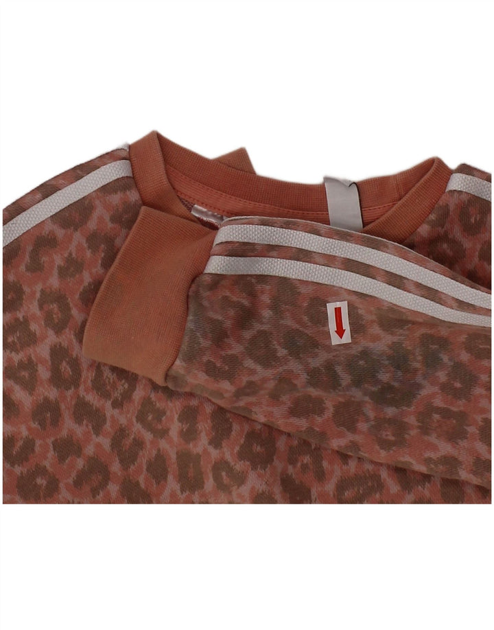 Tuta intera ADIDAS neonata 18-24 mesi in cotone rosa con stampa animalier