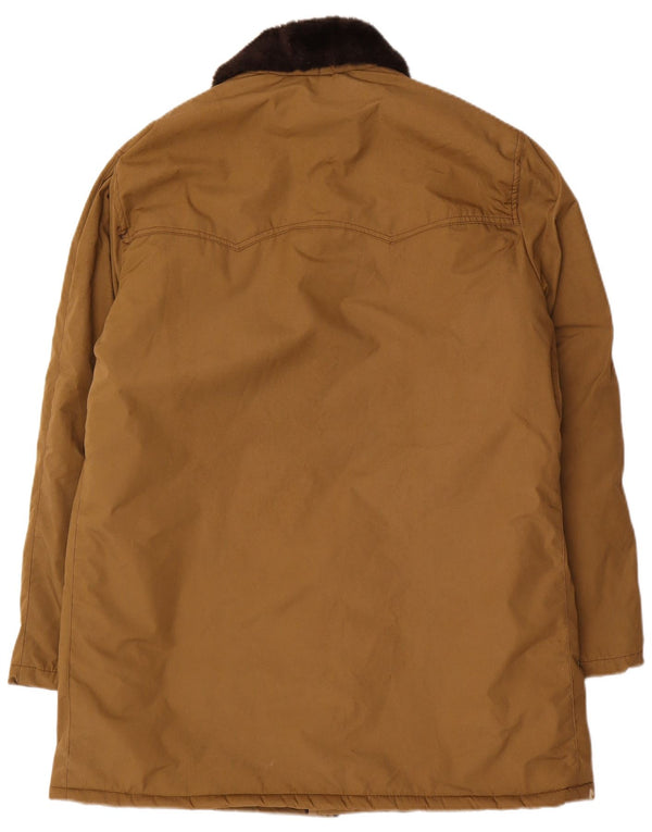 Vintage Mens Sherpa Overcoat IT 52 XL Brown Cotton