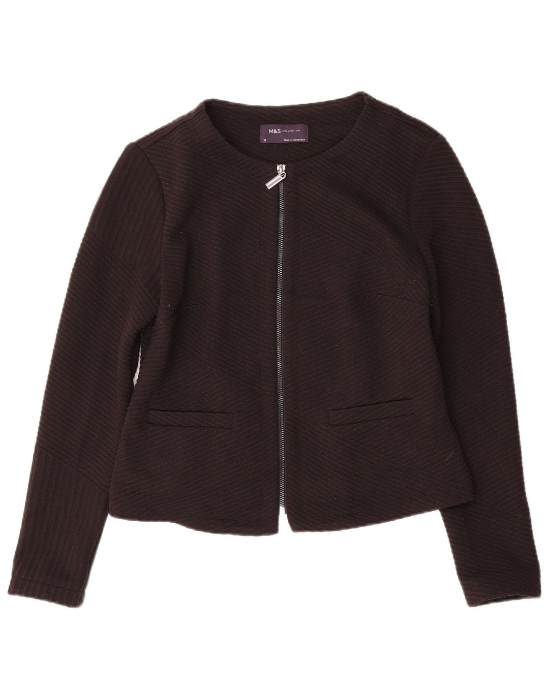 Giacca blazer con zip intera Marks & Spencer da donna UK 10 piccola a righe nere