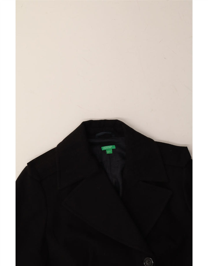 BENETTON Womens Overcoat IT 44 Medium Black Polyester Vintage Benetton and Second-Hand Benetton from Messina Hembry 