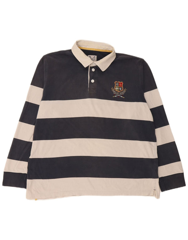 Crew Clothing Polo da rugby da uomo a maniche lunghe 2XL a righe blu scuro