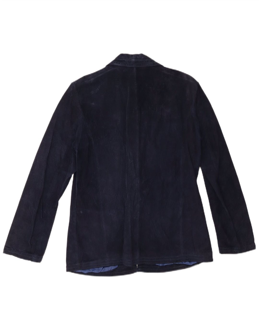 Giacca in pelle scamosciata da donna Andrea Mare UK 14 pelle blu navy media