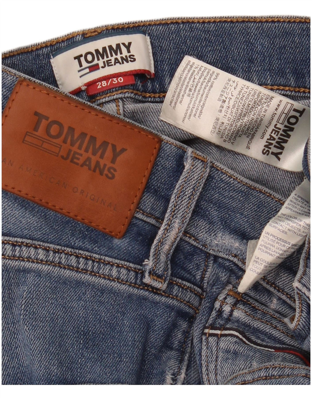 Tommy Hilfiger Uomo Distressed Jeans Slim W28 L30 Cotone Blu