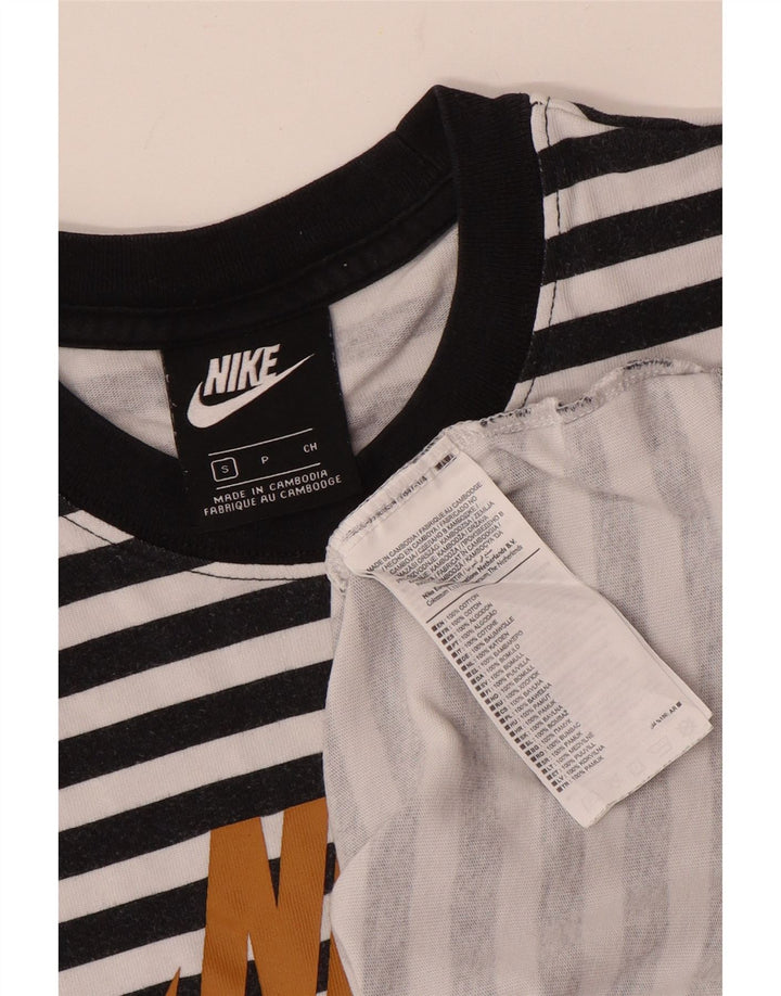 T-shirt grafica da donna NIKE Top UK 10 piccola in cotone a righe nere