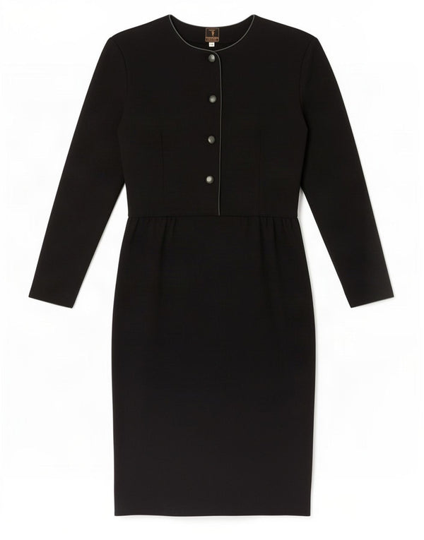 Trussardi Womens Long Sleeve Sheath Dress IT 42 Medium Black