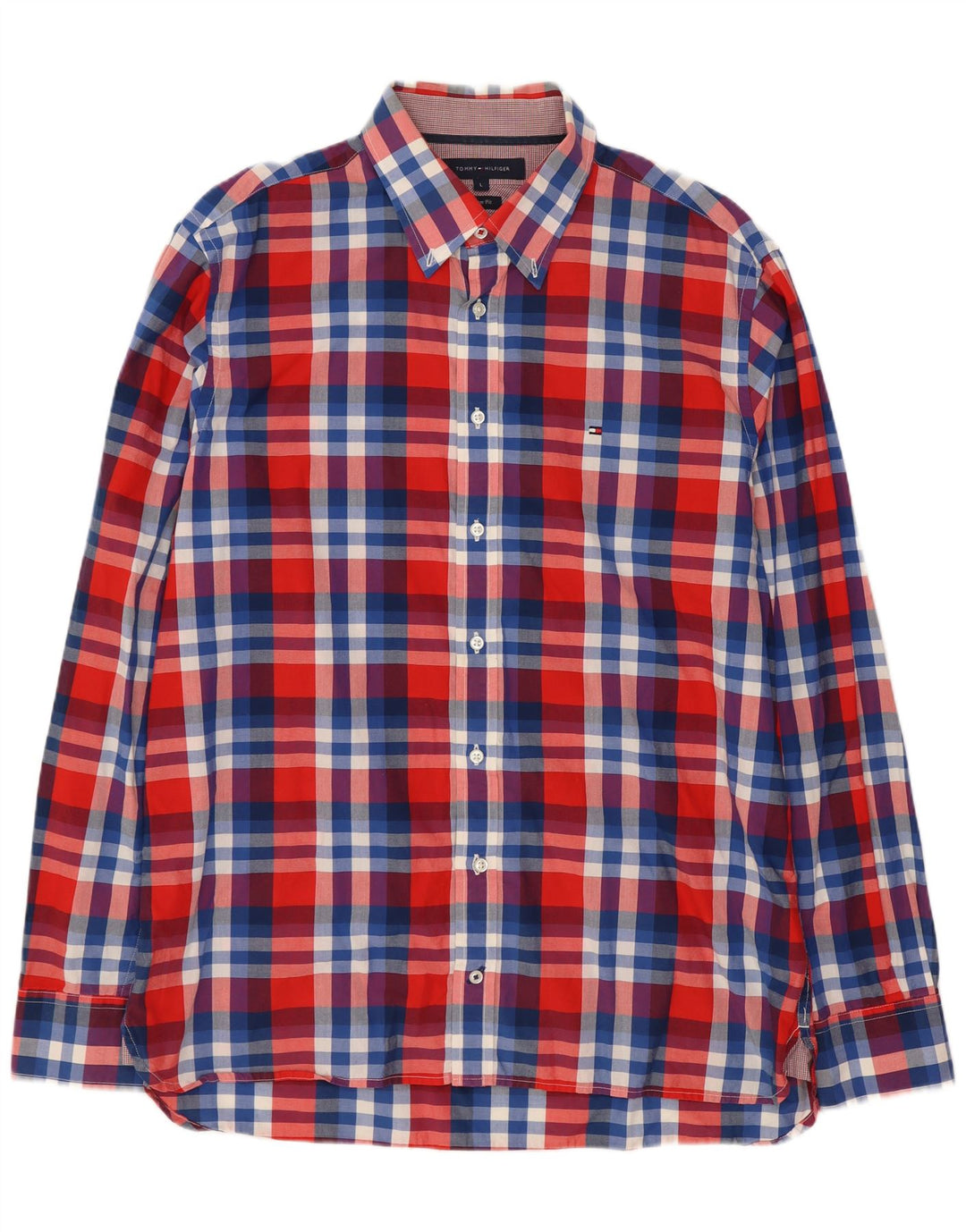 Camicia da uomo su misura Tommy Hilfiger, cotone a quadri rossi grandi