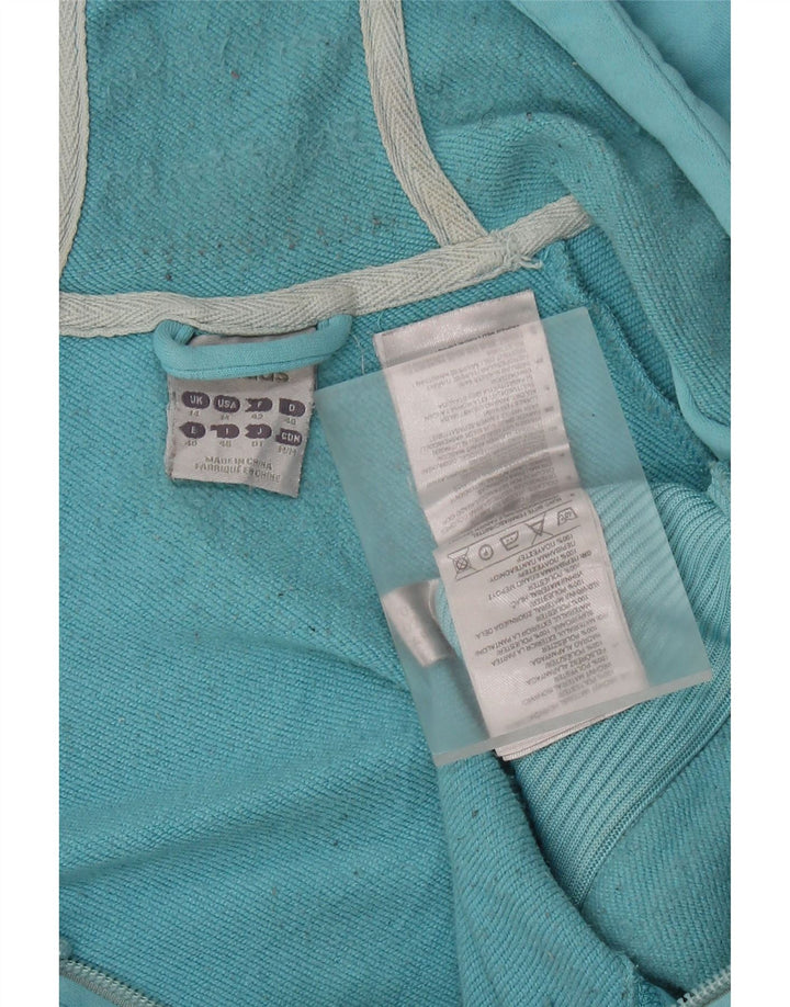 Maglione con cappuccio e zip corta da donna ADIDAS UK 14 Poliestere blu medio