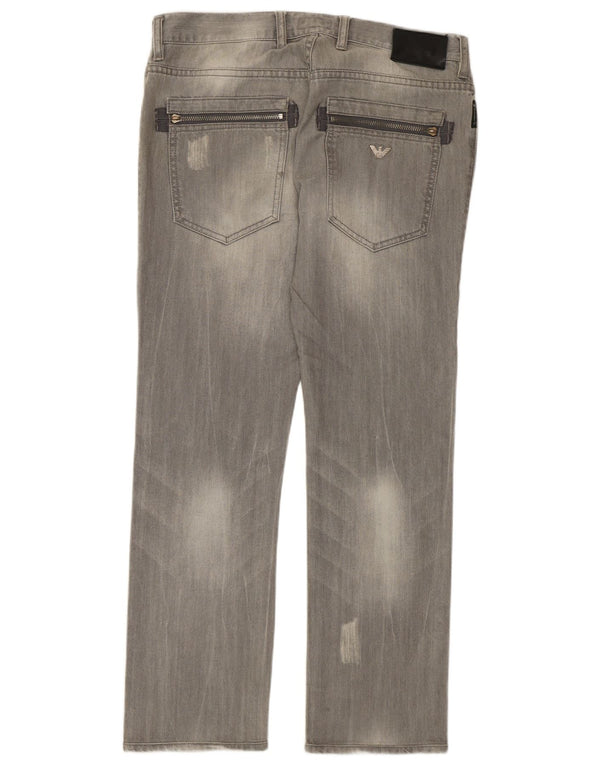 Jeans dritti invecchiati da uomo Armani W32 L29 cotone grigio