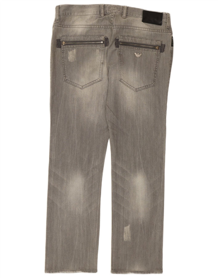 Jeans dritti invecchiati da uomo Armani W32 L29 cotone grigio