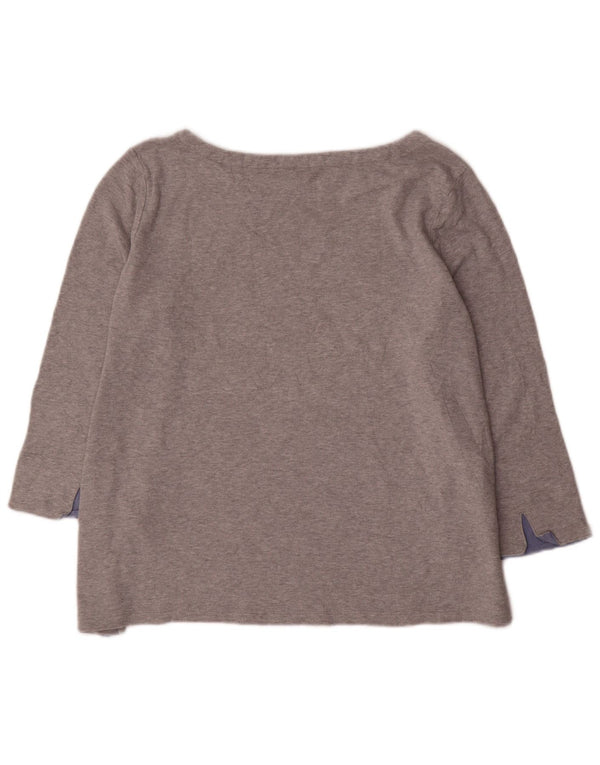 Top da donna Nautica manica 3/4 UK 18 XL cotone grigio