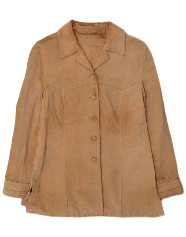 i Giacca in pelle scamosciata da donna Blues UK 16 Grande pelle beige