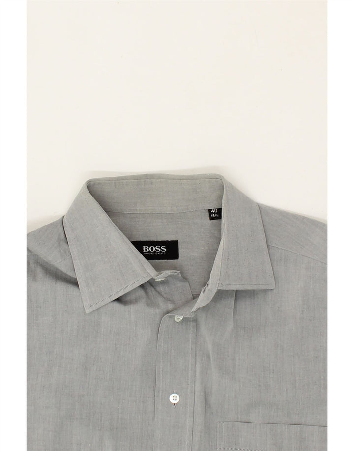 HUGO BOSS Mens Shirt Size 40 15 3/4 Medium Grey Cotton Vintage Hugo Boss and Second-Hand Hugo Boss from Messina Hembry 