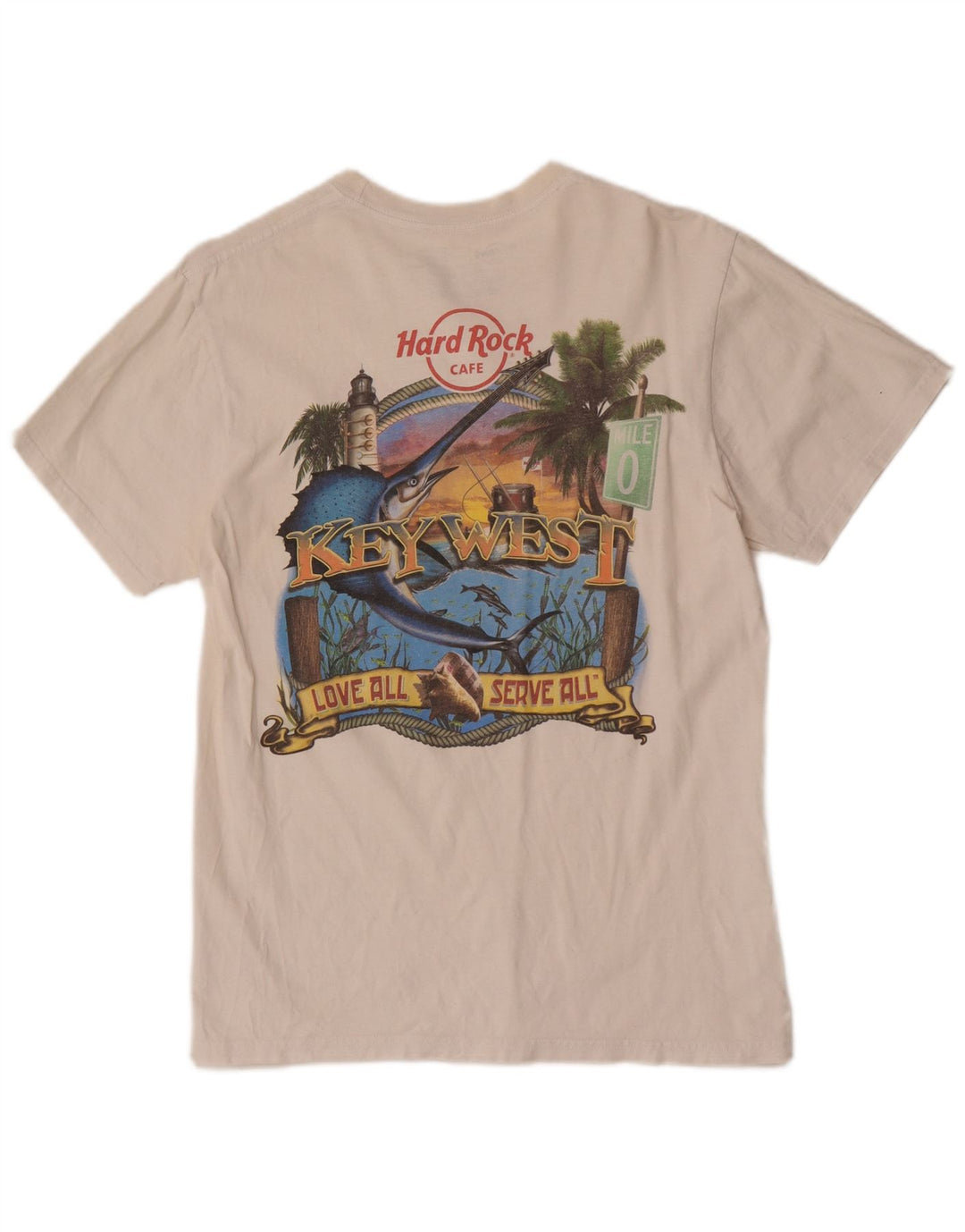 T-shirt grafica da uomo Key West Hard Rock Cafe in cotone bianco medio