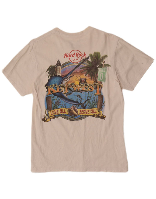 Hard Rock Cafe Mens Key West Graphic T-Shirt Top Medium White Cotton