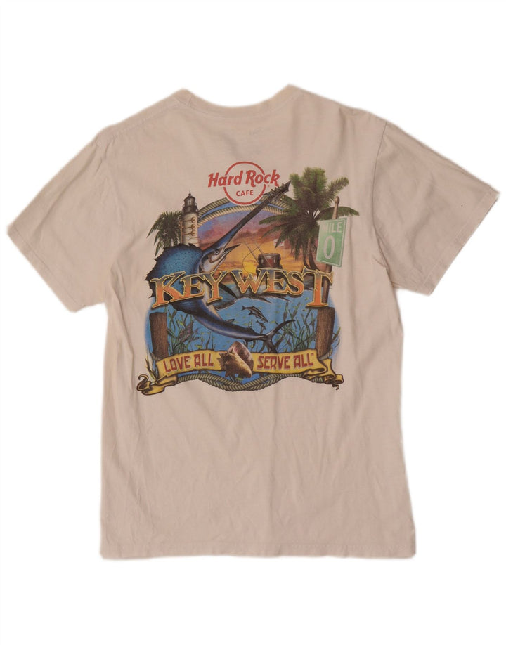 T-shirt grafica da uomo Key West Hard Rock Cafe in cotone bianco medio