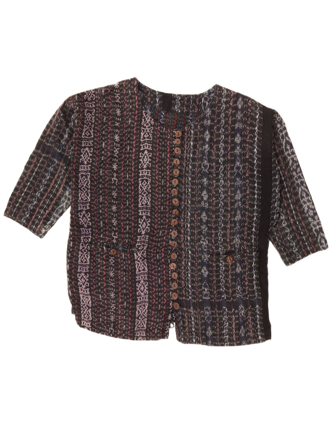 Camicetta da donna con maniche a 3/4 VINTAGE UK 18 XL a righe nere